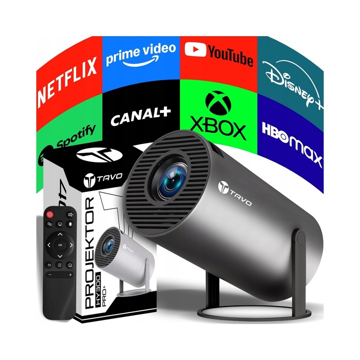 Videoproiector portabil TAVO 4K, Wi-Fi, 1280x720px, cu difuzoare integrate