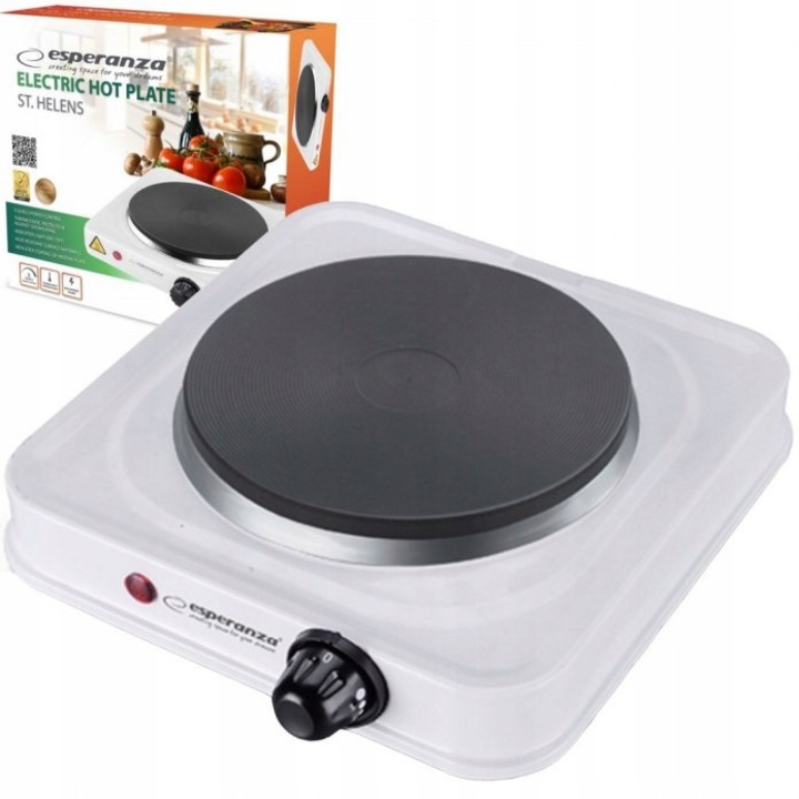 Plita electrica Esperanza, 1000W, 5 niveluri de temperatura, protectie impotriva supraincalzirii, 21x21x6cm