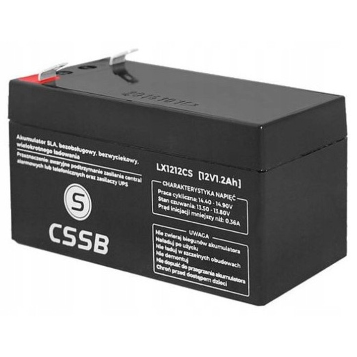 Акумулатор без поддръжка Cssb SLA 12V 1.2AH, устойчив на температури, разнообразно приложение