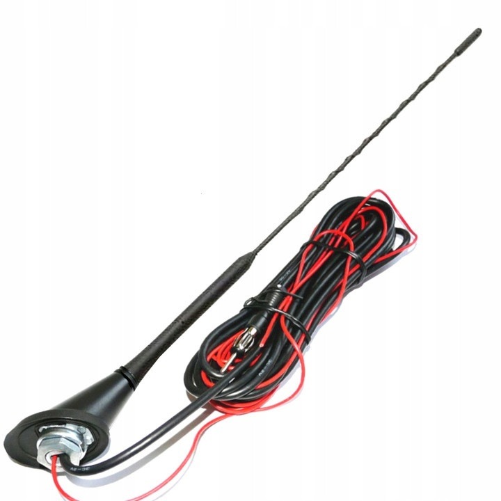 Antena auto cu amplificator, Begli, 41cm, 12V, 15dB, neagra