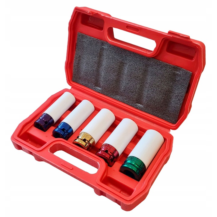 5 részes dugókulcs készlet 1/2", Falon-Tech, 15-22mm, hosszú, tokkal