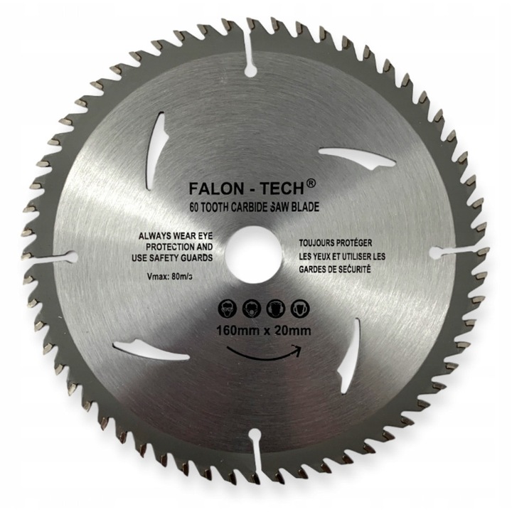 FALON-TECH vágótárcsa 160mm x 20mm x 60T, minden fafajtához