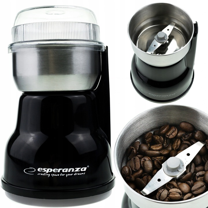 Rasnita de cafea Esperanza, negru, 160W, capacitate 50g