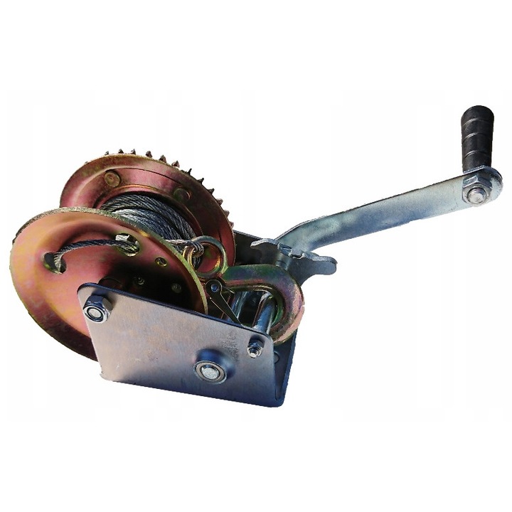 Winch manual cu capacitate de 540kg, SILVER, lungime cablu 10m, dimensiuni 12x19cm
