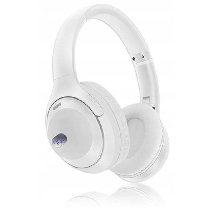 Begli vezeték nélküli fejhallgató, Bluetooth 5.0, fehér, 17 óra üzemidő, 40mm hangszórók