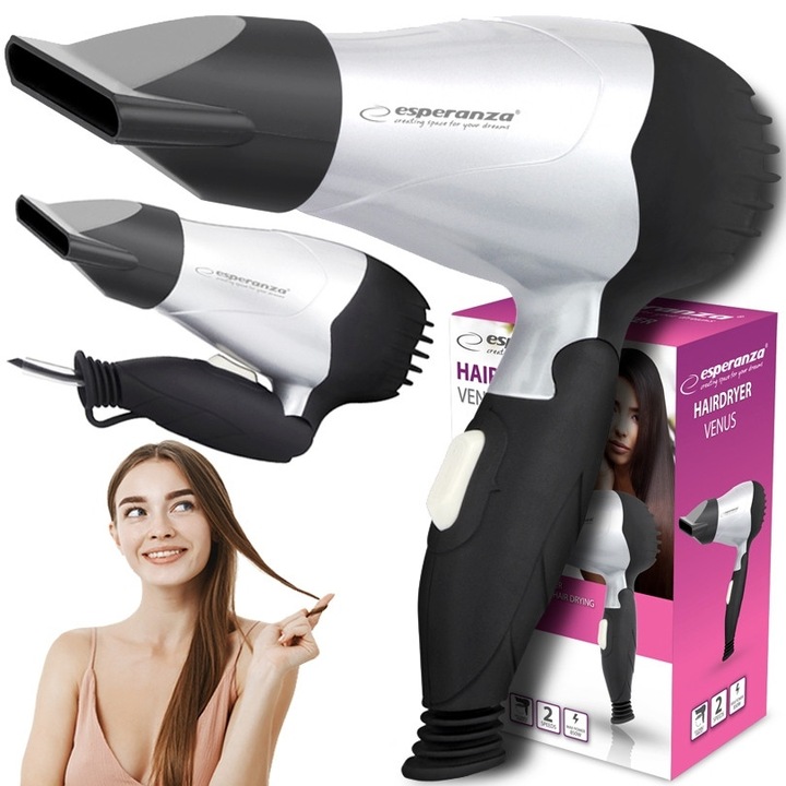 Uscator de par ESPERANZA, 850 W, 2 trepte, compact, alb