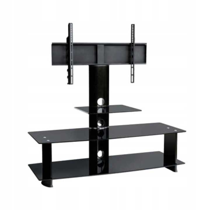 Stolik RTV S-01, pentru televizoare pana la 50", sticla securizata, VESA, 1050x440x1200mm, set cu rotite