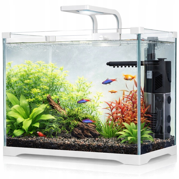 Acvariu 25L cu LED si filtru, set complet, aspect Pro