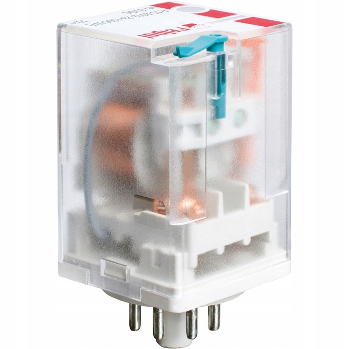Elektromágneses relé 10A 2P 220V DC Relpol, méretek 35x35x54.4mm