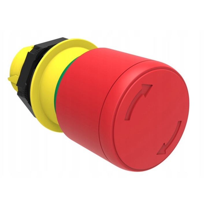 Lovato biztonsági nyomógomb, 30mm, piros, IP67, forgatható kioldó mechanizmussal