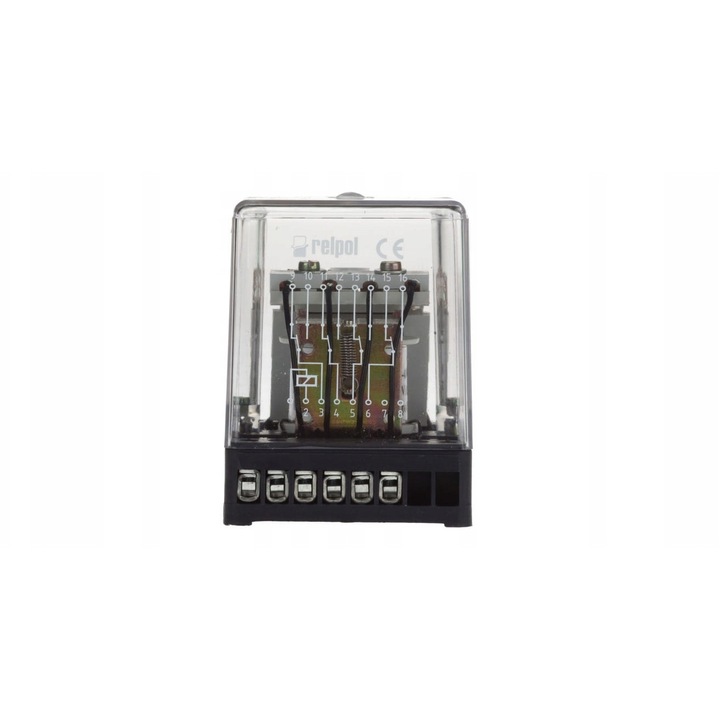Relpol vezérlőmodul, ipari relé 4P 5A 220V AC, méretek 87x60x77,5mm, IP40