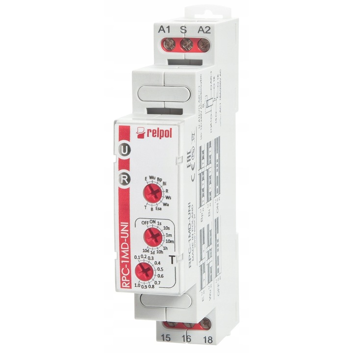 Relpol RPC-1MD-UNI többfunkciós időzítő relé, 1P 12-240VAC/DC, 10 funkció, 863218