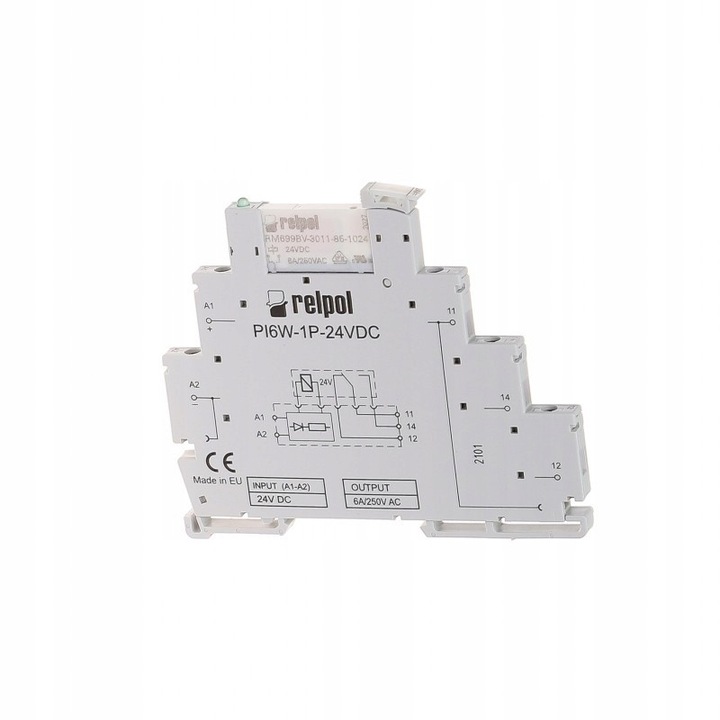 Vékony profilú interfész relé Relpol PIR6W-1P-24VDC, 1P, 6,2mm, 98,5x6,2x85,5mm