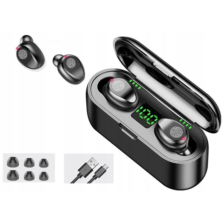 ART TWS vezeték nélküli fülhallgató, Bluetooth 5.0, zajcsökkentés, powerbank szettel, 9x4,5x3,5cm