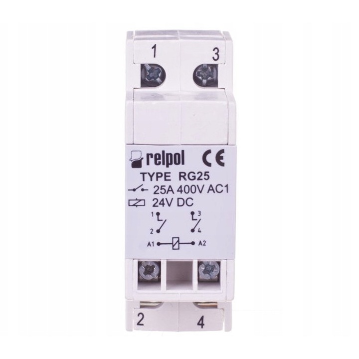 Elektromágneses relé 2Z 24V DC Relpol, 26x47,5x72mm, IP20