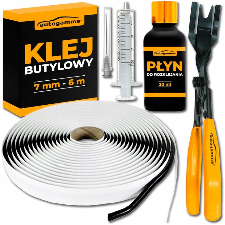Fényszóró szétszerelő és javító készlet, Auto Gamma, 1x fogó, 1x butil ragasztó 7mm/6m, 1x szétszerelő folyadék 20ml, 1x fecskendő tűvel
