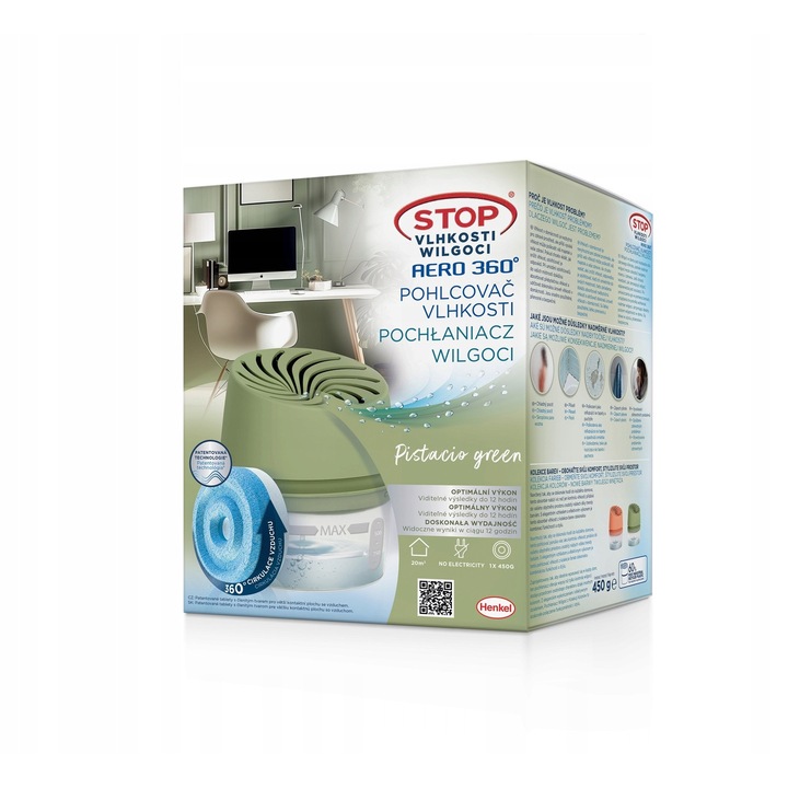 Henkel AERO 360 páraelszívó készlet, 450 g, zöld, 20 m²-ig terjedő helyiségekbe