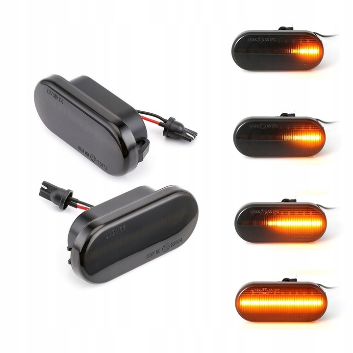 Dinamikus LED irányjelzők Auto Gamma, 2 db-os készlet, füstös fekete, 79x35mm