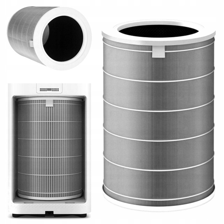 Filtru HEPA H13 Antibacterian pentru purificatoare de aer Xiaomi, gri, cu carbon activ, set de 3 straturi