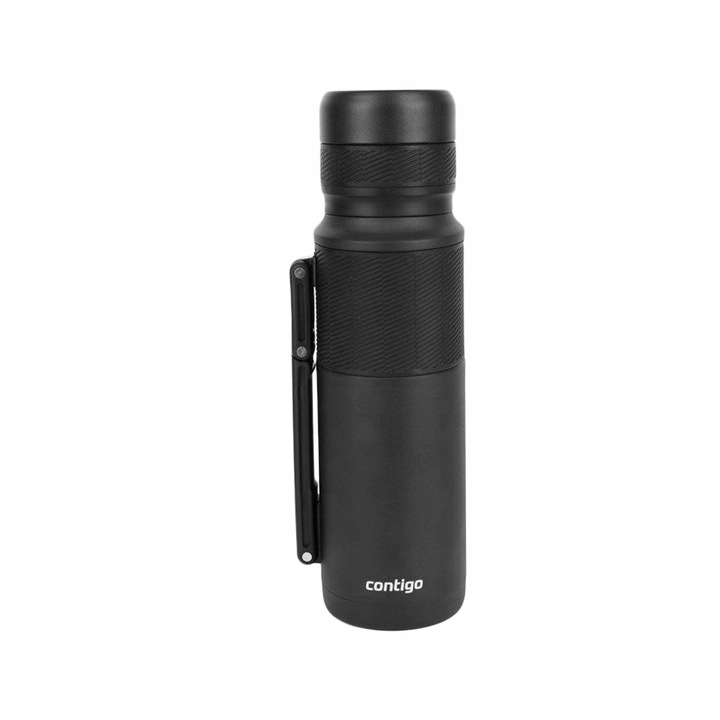 Termos CONTIGO 1,2L, negru mat, izolare termica 35h caldura, 60h frig, 33x9cm