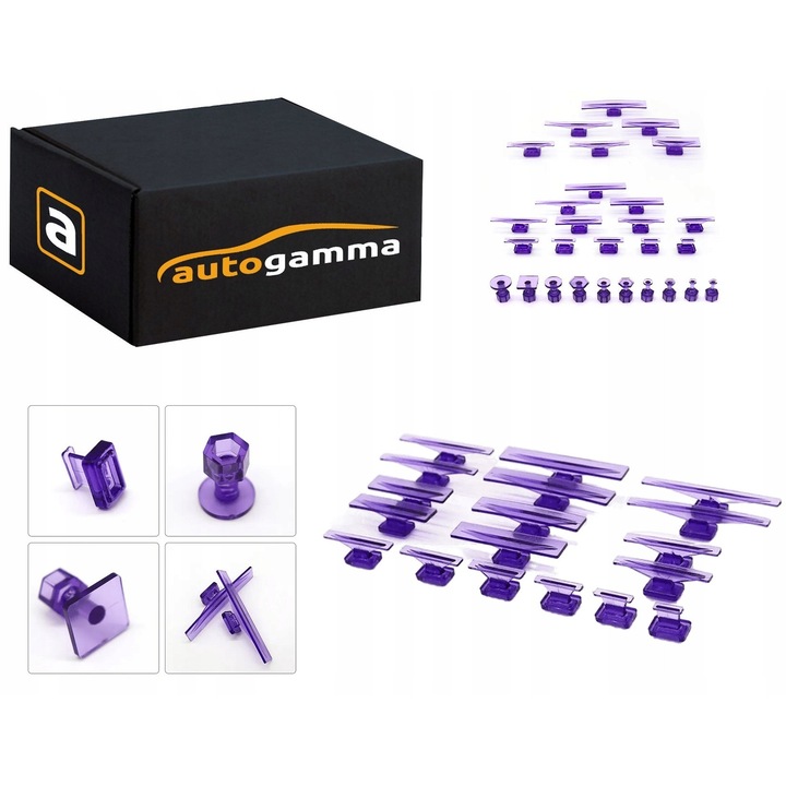 28 darabos PDR adapter készlet horpadások eltávolításához, Auto Gamma, különböző méretek, műanyag, gumi