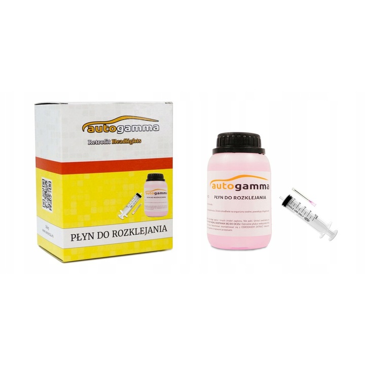 Autó fényszóró ragasztóoldó folyadék, Auto Gamma, 250ml, fecskendővel