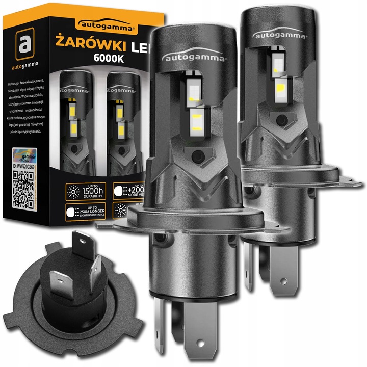 LED крушки за кола Gamma H4 H19 6000K 60W 90x33mm комплект 2 бр.