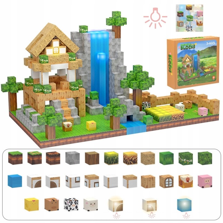 Set de constructie Minecraft, Active Hobby, 138 elemente, efecte luminoase, plastic