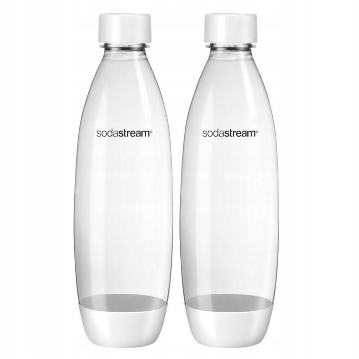 SodaStream 2 db 1L-es palack szett, tartós, mosogatógépben mosható, fehér
