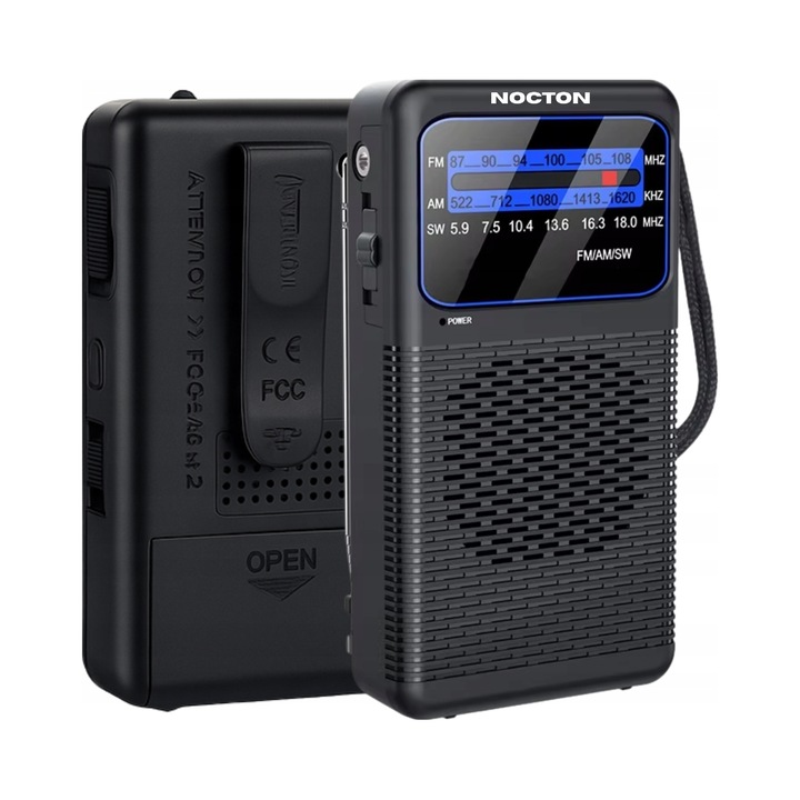 Преносимо радио Nocton AM/FM/SW, с телескопична антена, минижак, черно
