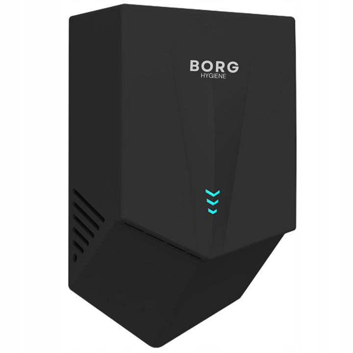 Borg V-Blade ABS kézszárító 1300W, fekete, 392x234x144mm, HEPA szűrővel és UVC technológiával