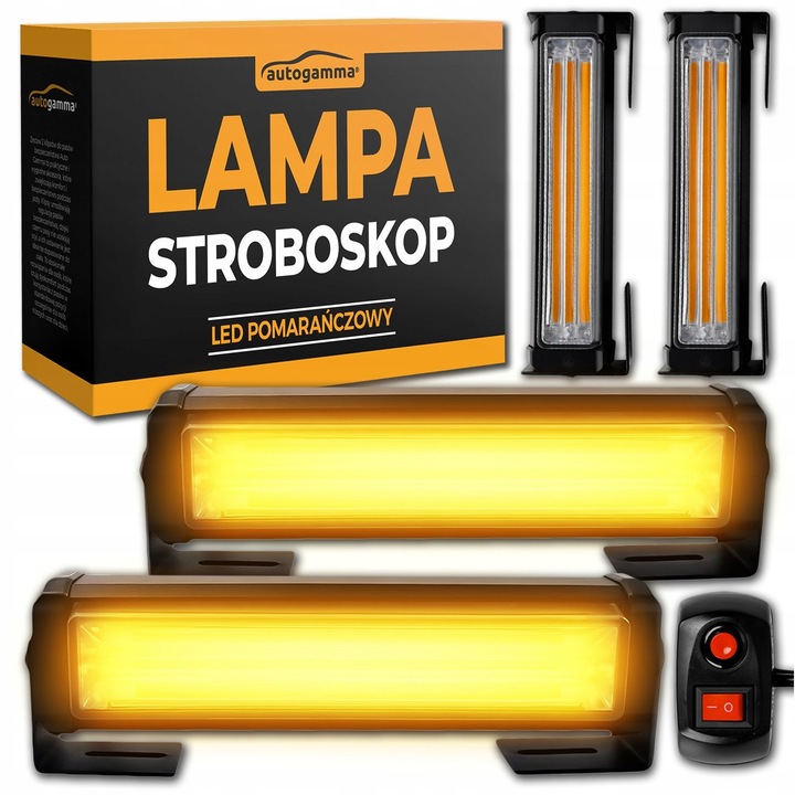 Auto Gamma LED narancssárga stroboszkóp lámpa szett, 12V/24V, 2 db, távirányítóval, 19 világítási mód
