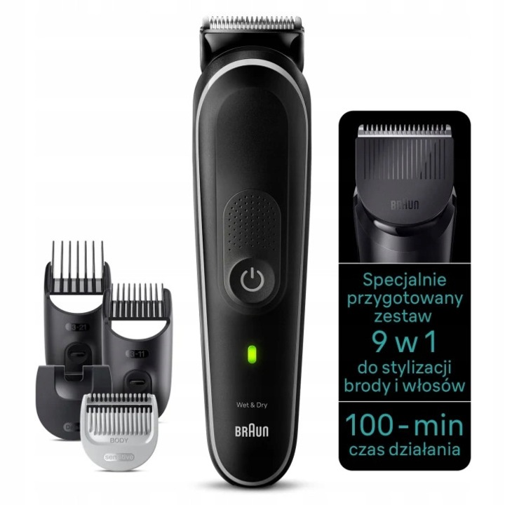 Комплект за грижа 9 в 1 Braun MGK5410, за брада, коса, 100 минути автономна работа, напълно водоустойчив