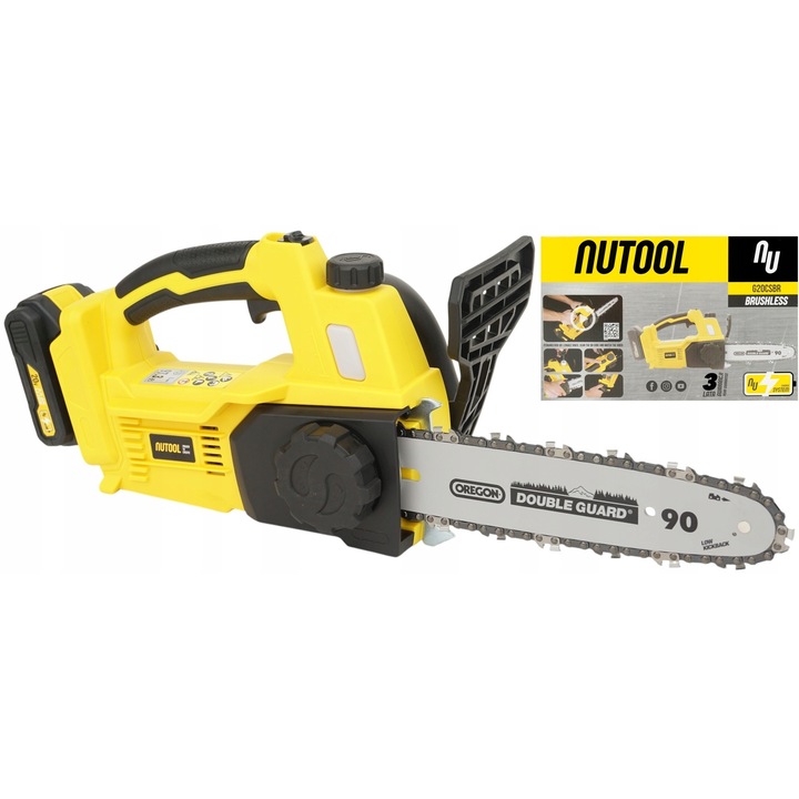 Nutool G20CSBR láncfűrész, 20V, 4Ah, lítium-ion szett, 31cm hosszúság, 3.3kg súly