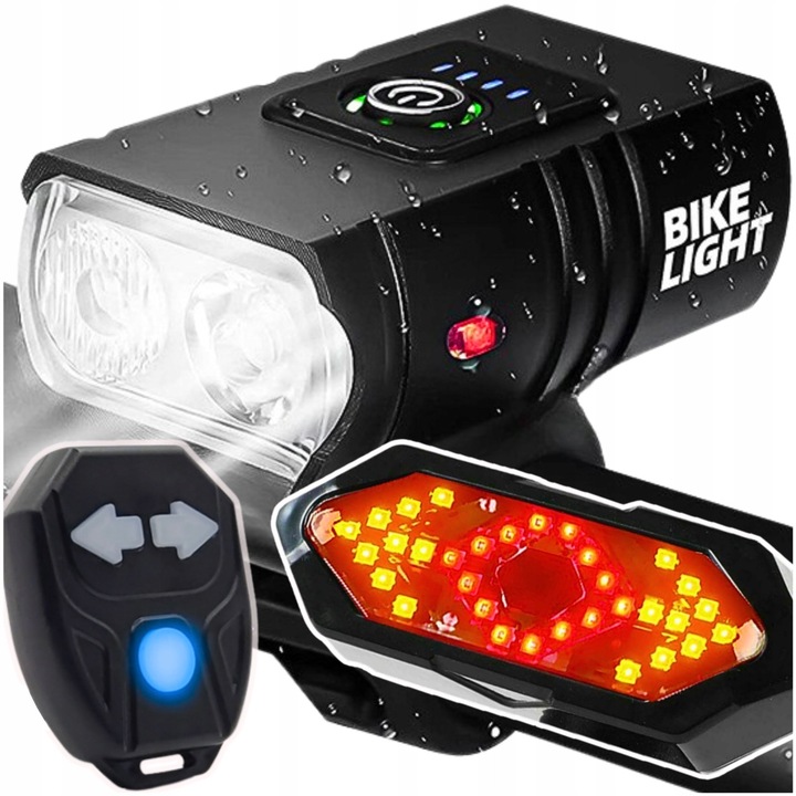 Nocton kerékpár lámpa szett, LED 1200 LM, 6 mód, IPX4 vízálló, 65x37x25 mm