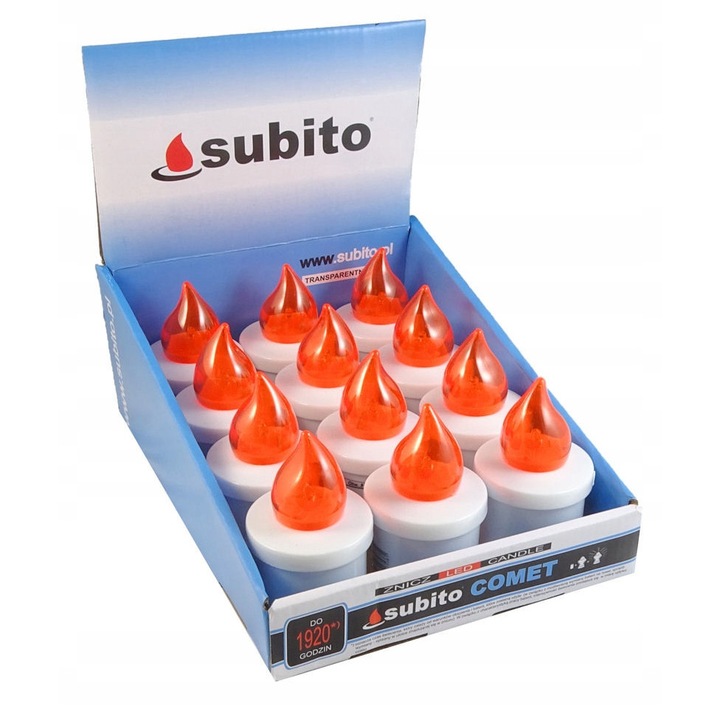 Subito 12 darab narancssárga LED gyertya szett, 60mm átmérő, 101mm magasság