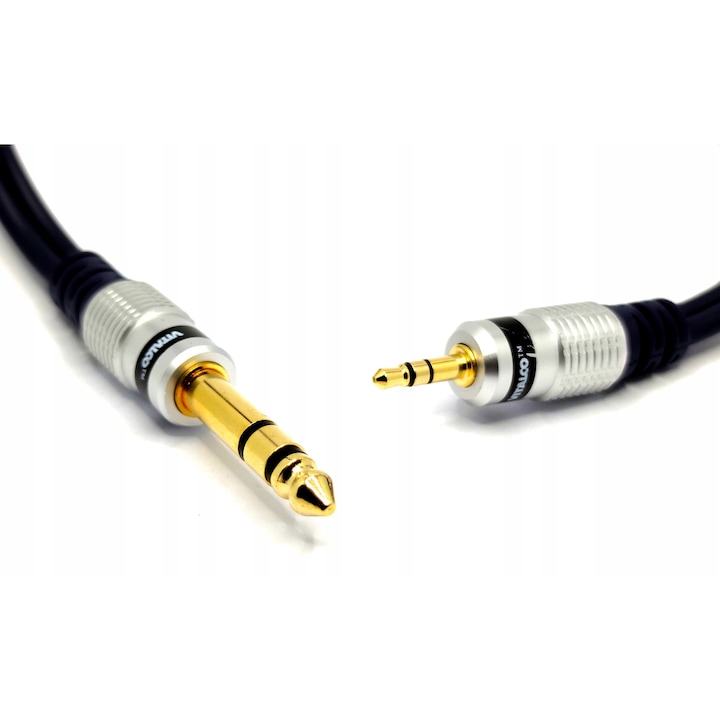 Vitalco MK68 6.3mm JACK - 3.5mm JACK audiokábel, 5.0m, alumínium, aranyozott
