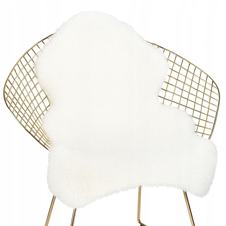 Műbőr szőnyeg, szabálytalan design, fehér, 120x60cm