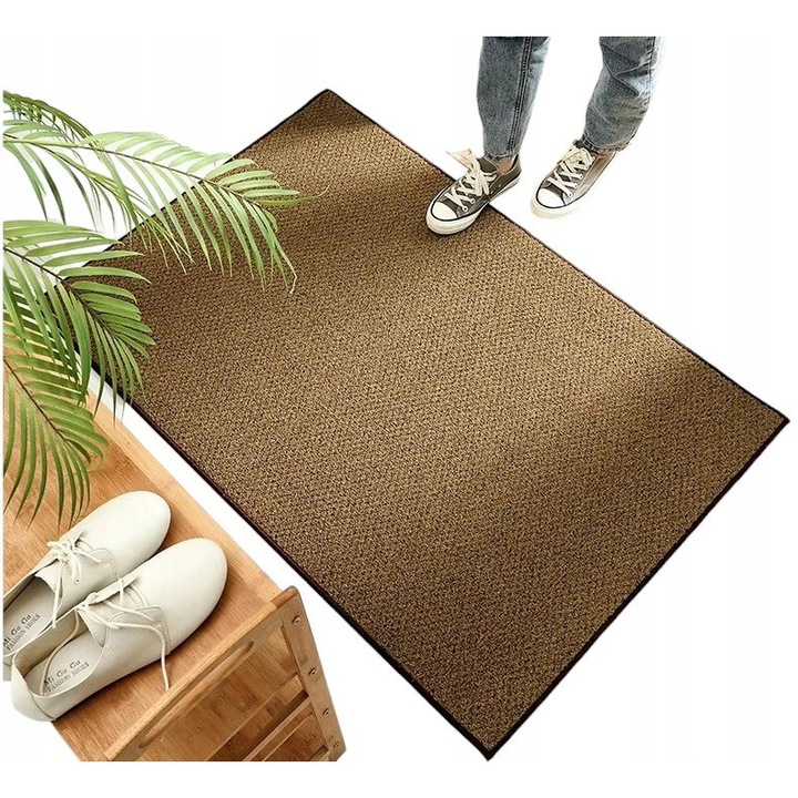 Covoras de intrare, 60x90cm, culoare maro, PVC, absorbant, design clasic