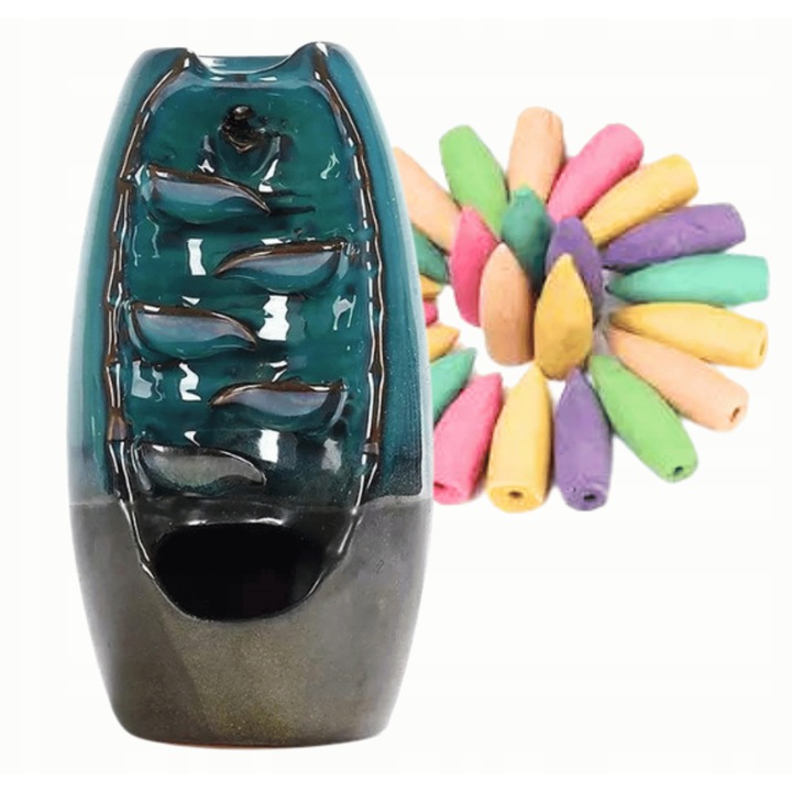 Kék kerámia aromaterápiás párologtató 19 cm, 60 gyertyával
