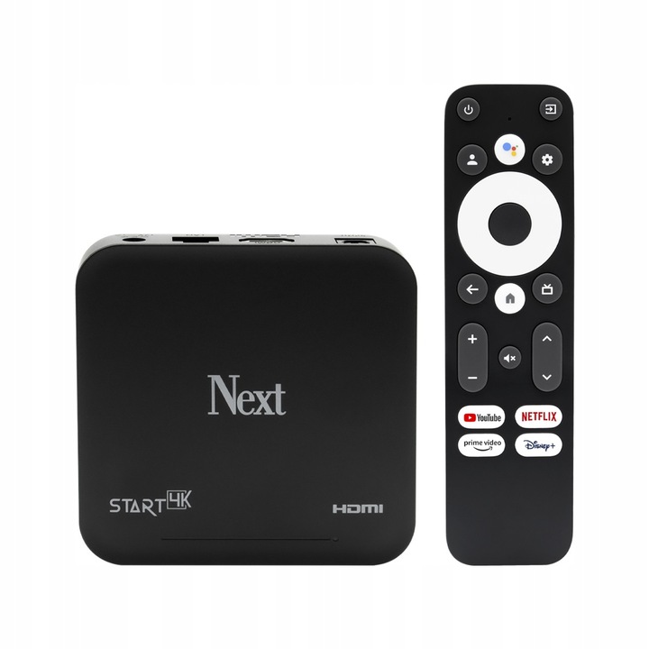 Priza Android Box Next Start 4K, 2GB RAM, 16GB tárhely, Wi-Fi, HDMI 2.1, 96x96x21mm, teljes készlet