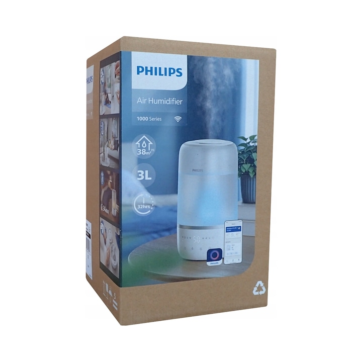 Овлажнител Philips HU1509/00, ултразвуков, 4 настройки за влажност, ароматерапия, 3 литра, 17,6x17,8x30,8см