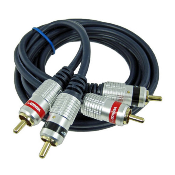 Vitalco 2RCA-2RCA audio kábelek 7.5m, fém, aranyozott, 1 db-os készlet.