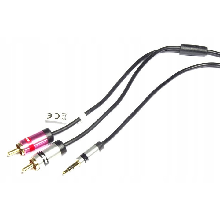 JACK 3.5 - 2 RCA audio kábel VITALCO 5.0m, kerek kábel, árnyékolt