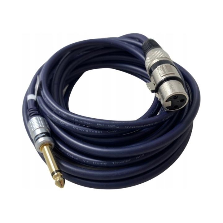 XLR - Jack 6,3mm audio kábel, 1,5m, Vitalco, fém, árnyékolt