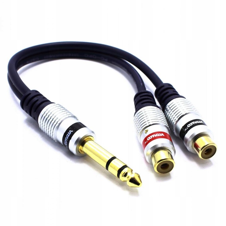 Adapter Jack 6,3 mm TRS sztereó 2x RCA-ra, 0,25m, Vitalco