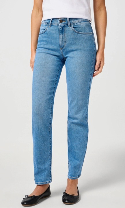 Дамски дънки Wrangler, права кройка, средна талия, син, памук