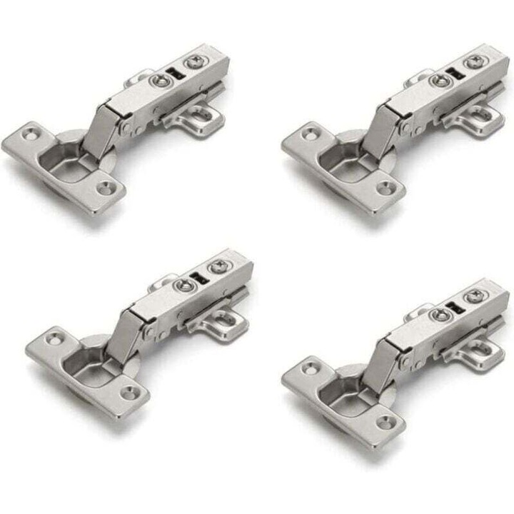 Set de 4 balamale pentru mobilier, inaltime 15x12x3cm, din otel laminat la rece, inchidere lenta, rezistente pana la 200.000 cicluri