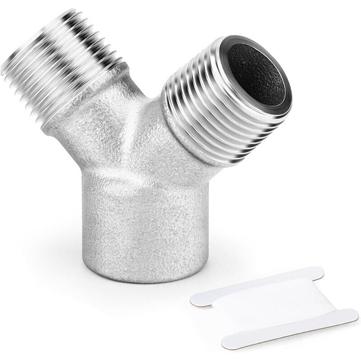 Y-elosztó csatlakozókészlet, 1/4" BSP apa x 1/4" BSP apa x 1/4" BSP anya, 304 rozsdamentes acél, korrózióálló, 0-2 MPA, 0-180C