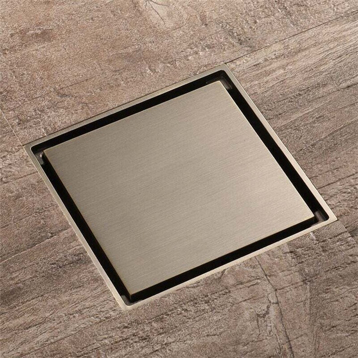 Négyzet alakú padlóösszefolyó 10x10cm, zöld bronz, rozsda- és korrózióálló, könnyű telepítés